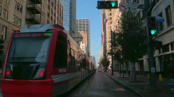 Downtown Trolley Houston Texas All Electric — Stock Video