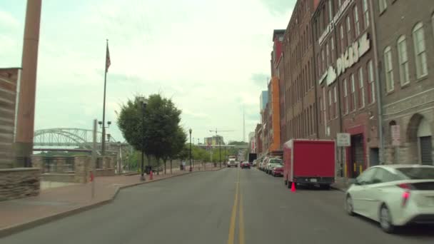 Condução 1St Avenue North Nashville Tennessee Fort Nashborough — Vídeo de Stock