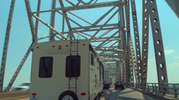 Filmagem Movimento Wilkinson Bridge Louisiana Sobre Mississippi River — Vídeo de Stock