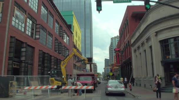 Road Werk Bij Downtown Nashville Tennessee Bewegende Video — Stockvideo