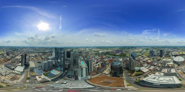 Luchtfoto Equirectangular Beeld Van Nashville Tennessee Downtown — Stockfoto