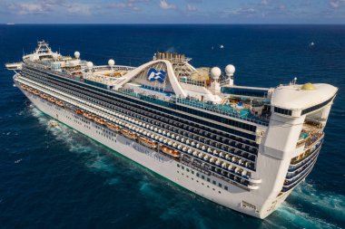 Fort Lauderdale, FL, USA - September 1, 2018: Drone image of the Princess Cruise Ship Florida clipart