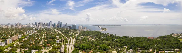 Luftaufnahme Drohne Panorama Miami Brickell Und Bay — Stockfoto