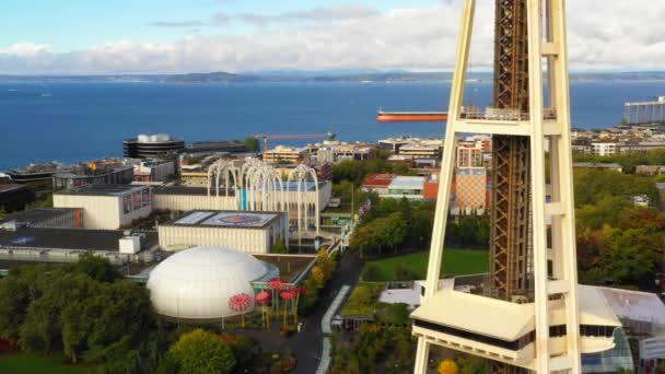 Aerial View Pacific Science Center Seattle Washington — Stock Video