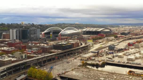 Luftaufnahme Des Centurylink Field Stadium Seattle — Stockvideo