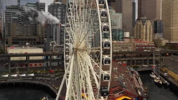 Luftaufnahme Des Großen Rades Seattle Washington — Stockvideo