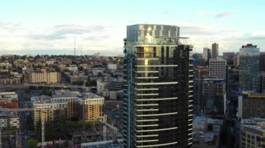 Gündüz, downtown Seattle'nın havadan görünümü 