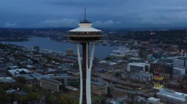 Seattle Space Needle Kulesi havadan görünümü 