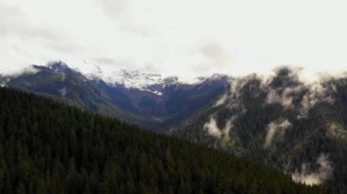 Hava dron video Mt Rainier Washington buzul zirve kar üst nokta