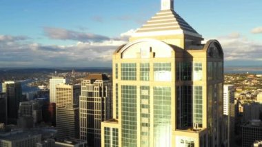 Gündüz, downtown Seattle'nın havadan görünümü 