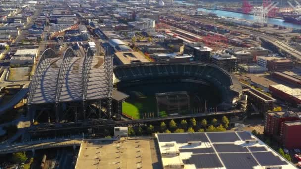 Luchtfoto Van Safeco Field Honkbalstadion Seattle — Stockvideo