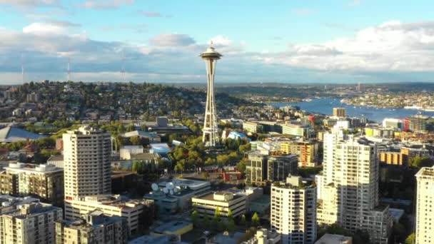 Vista Aérea Torre Space Needle Seattle — Vídeo de Stock