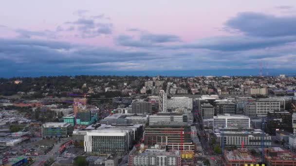 Flygfoto Över Seattle Downtown Dagtid — Stockvideo