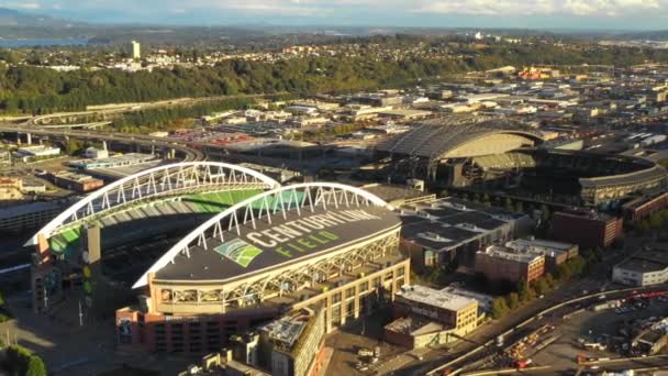 Letecký Pohled Tribunách Centurylink Field Stadionu Seattlu — Stock video