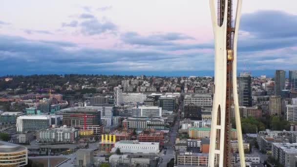 Vista Aérea Torre Space Needle Seattle — Vídeo de Stock