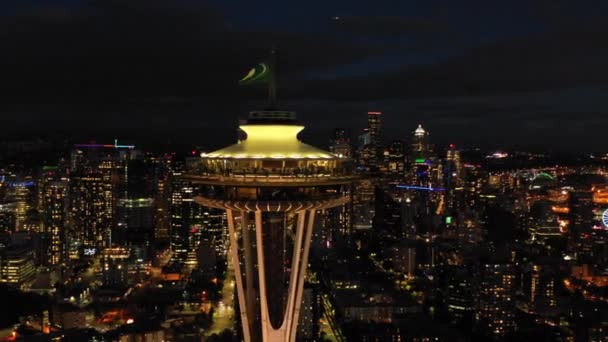 Seattle Eua Setembro 2018 Imagens Aéreas Drones Seattle Space Needle — Vídeo de Stock