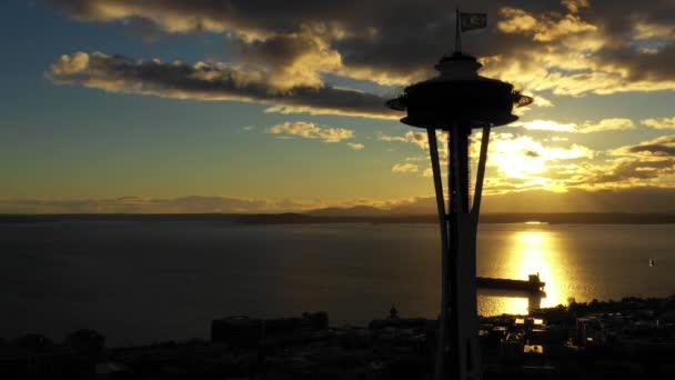 Seattle Usa Września 2018 Aerial Drone Nagrania Sceny Miasta Seattle — Wideo stockowe