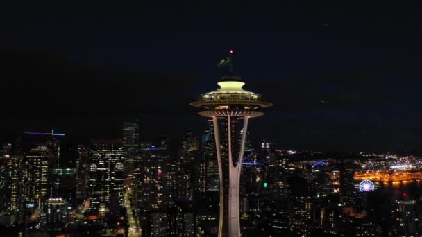 Seattle Usa September 2018 Drohnenaufnahmen Der Seattle Space Needle Und — Stockvideo