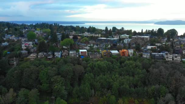 Imágenes Aéreas Barrio Residencial Oeste Seattle — Vídeo de stock