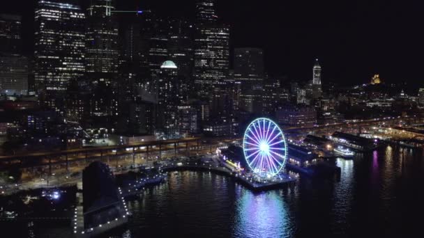 Noche Aérea Seattle 24P — Vídeo de stock