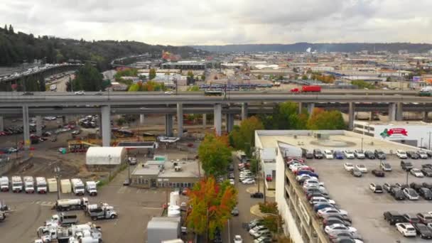 Affärsdistriktet Och Motorvägen Seattle — Stockvideo