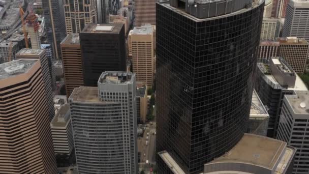 Wolkenkrabbers Van Seattle Luchtfoto Beeldmateriaal — Stockvideo