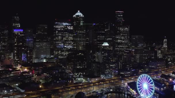 Slapeloze Stad Seattle Luchtfoto Video — Stockvideo