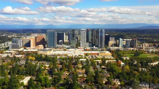 Aerial Establishing Shot Downtown Bellevue Washington 30P — Stock Video