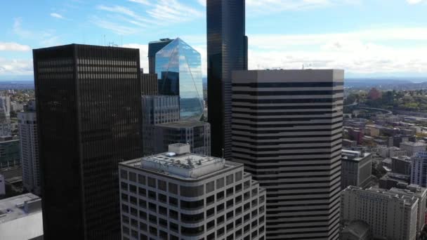 Filmagem Aérea Dos Edifícios Mais Altos Seattle — Vídeo de Stock
