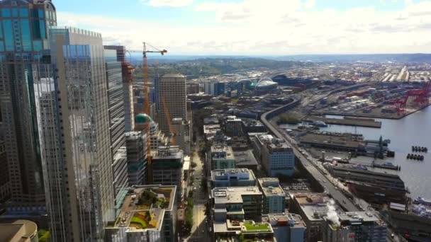 Aerial Seattle Skyscrapers Drone Footage 2018 — Stock Video