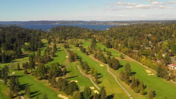Luftbild Einer Golflandschaft Medina Washington — Stockvideo