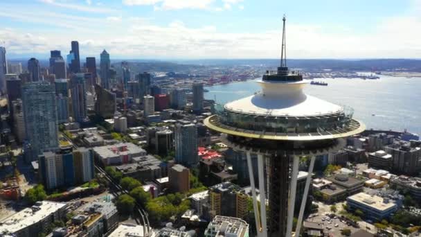 Seattle Usa Września 2018 Aerial Drone Nagrania Sceny Miasta Seattle — Wideo stockowe