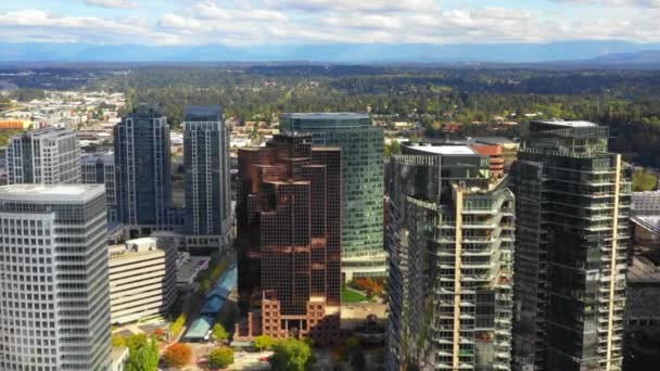 Downtown City Aerials Bellevue Washington Usa 30P — Stock Video