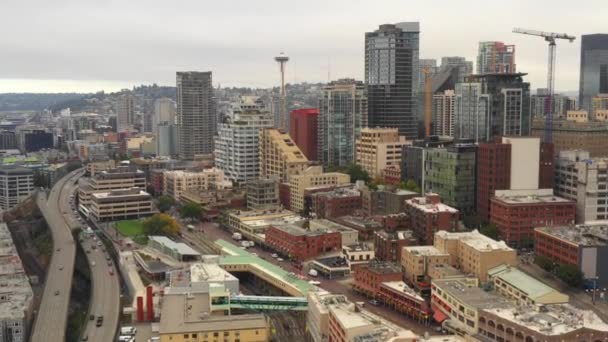 Downtown Seattle Washington Construção Local Highrise Desenvolvimento — Vídeo de Stock