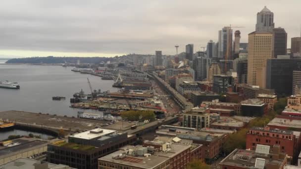 Drone Voando Seattle Passeio Aéreo — Vídeo de Stock