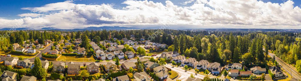 Aerial real estate photography drone Seattle Washington neighborhood