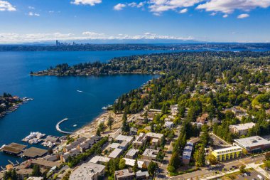 Seattle Washington ABD Hava dron görüntü