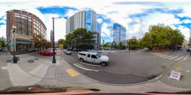 Seattle, Washington, ABD - Eylül 15, 2018:360 sanal gerçeklik görüntü Downtown Seattle Washington doğal seyahat hedef