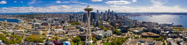 Seattle Usa September 2018 Aerial Drone Shot Seattle Space Needle — Stock Photo, Image