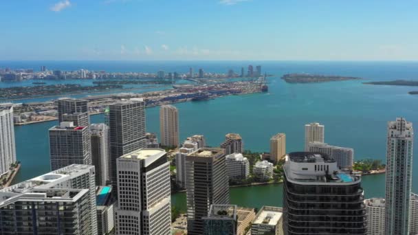 Video Brickell Luchtfoto Van Baai Haven — Stockvideo