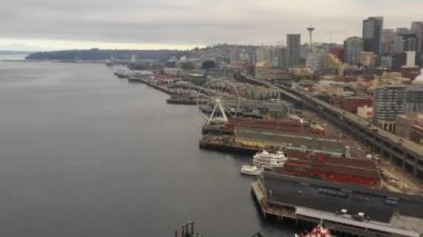 Seattle waterfront havadan görünümü 