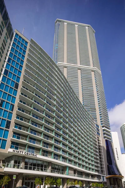 Brickell Miami Flórida Eua Outubro 2018 Vista Ângulo Solo Torre — Fotografia de Stock
