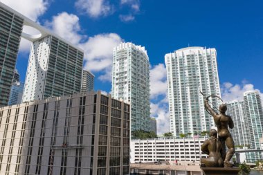 Geçmiş ayağı ve Brickell Miami Fl hava uçak fotoğrafı