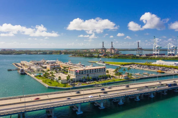 Antenne Miami Strand Szene Uns Küstenwache Basisinsel — Stockfoto