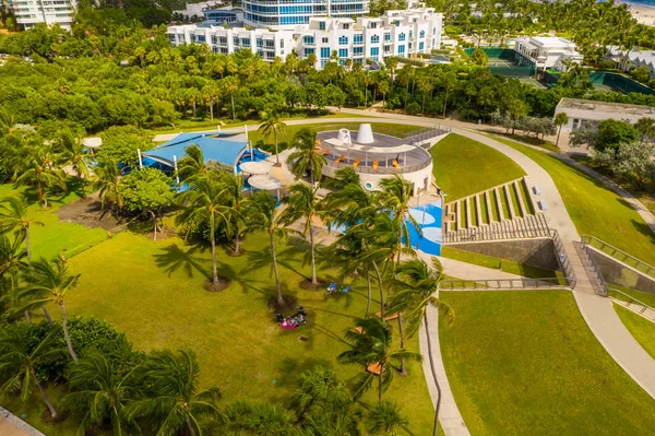 Drone Afbeelding Miami Beach Florida Zuid Pointe Park — Stockfoto