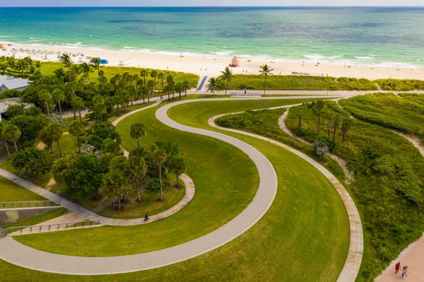 Aerial Drone Photography Miami Beach South Pointe Park Florida — Stock Photo, Image