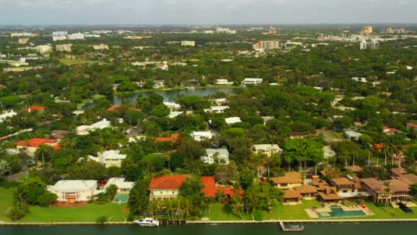 Sabal Palm Morningside Wijk Miami Luchtfoto Video — Stockvideo
