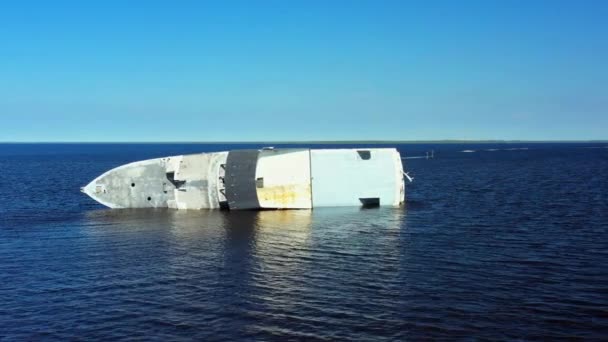 Kapseisde Boot Orkaan Michael Nasleep Panama Florida Drone Beelden — Stockvideo