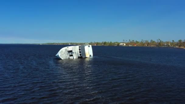 Capsized Boat Hurricane Michael Panama Florida — Stock Video