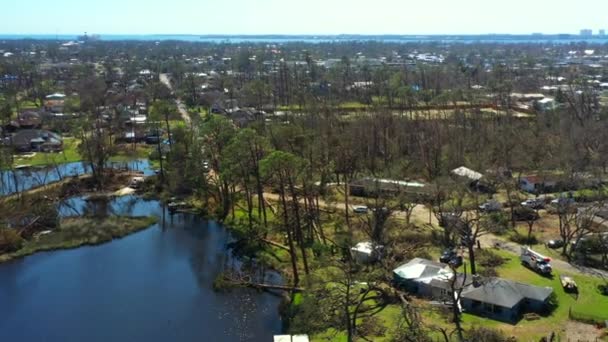 Empresa Eléctrica Restaurando Energía Hogares Después Del Huracán Michael — Vídeos de Stock